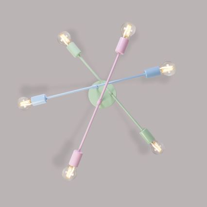 Candelabru aplicat CAMBRIDGE, 6 x E27, 15 W, 230 V, verde/albastru/roz