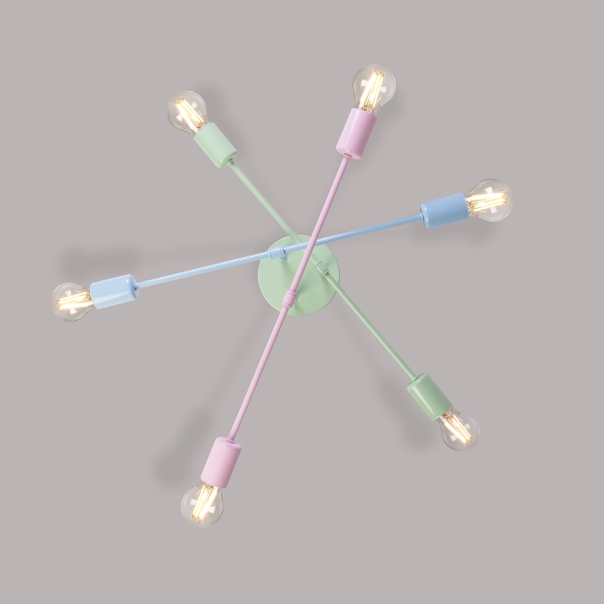 Candelabru aplicat CAMBRIDGE, 6 x E27, 15 W, 230 V, verde/albastru/roz