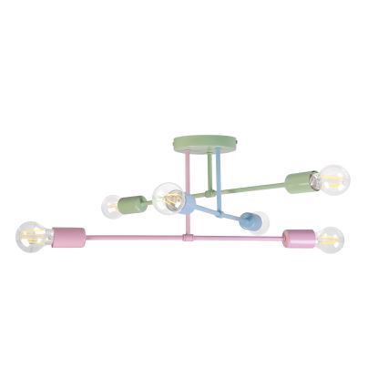 Candelabru aplicat CAMBRIDGE, 6 x E27, 15 W, 230 V, verde/albastru/roz