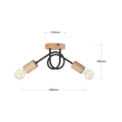 Candelabru aplicat OXFORD 2xE27/15W/230V pin/negru