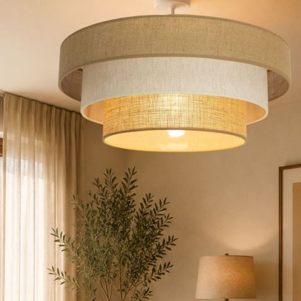 Candelabru aplicat WENTA 1xE27/60W/230V Ø 50 cm iută/crem
