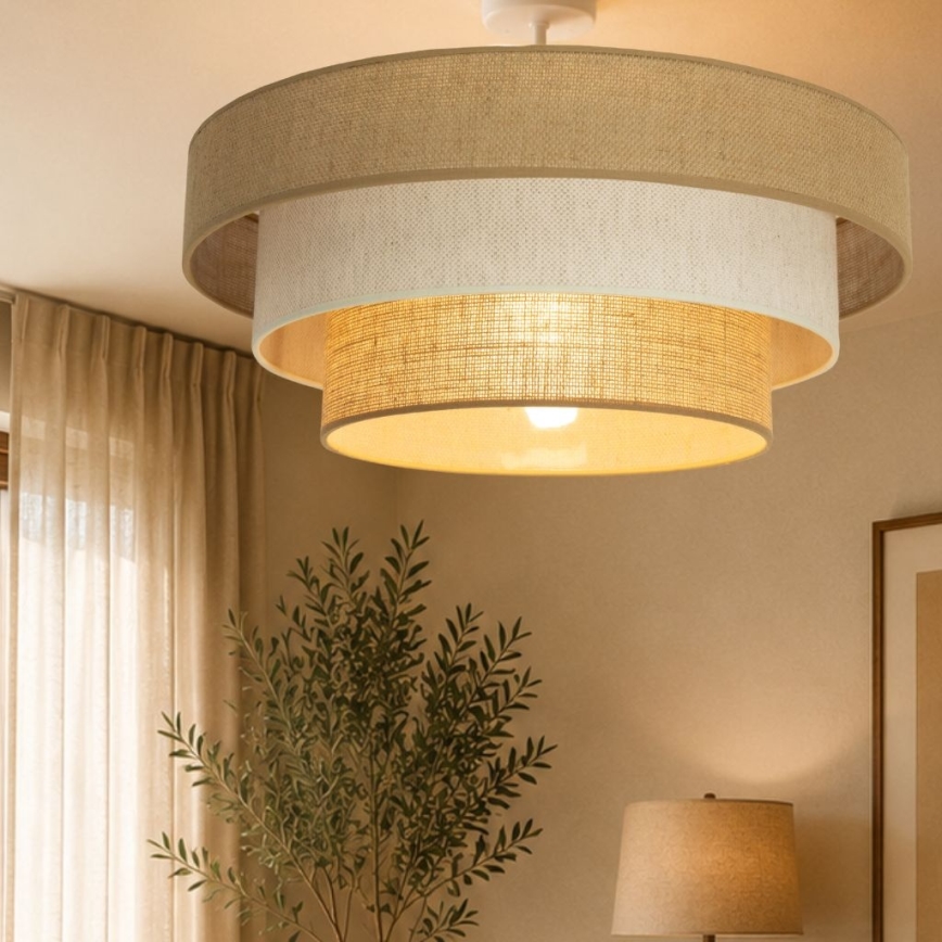 Candelabru aplicat WENTA 1xE27/60W/230V Ø 50 cm iută/crem