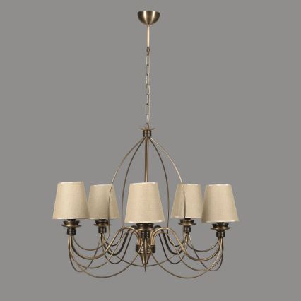 Candelabru CLASSIC cu lanț, 5xE14/40W/230V, bronz/bej
