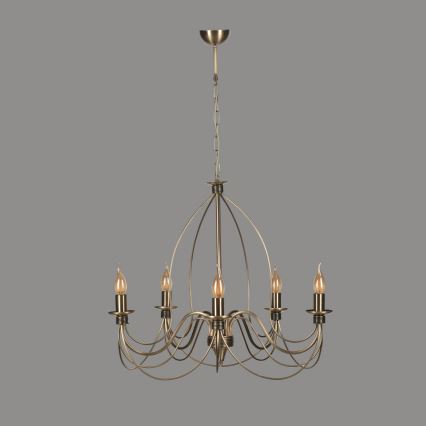 Candelabru CLASSIC cu lanț, 5xE14/40W/230V, bronz