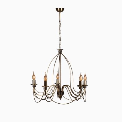 Candelabru CLASSIC cu lanț, 5xE14/40W/230V, bronz