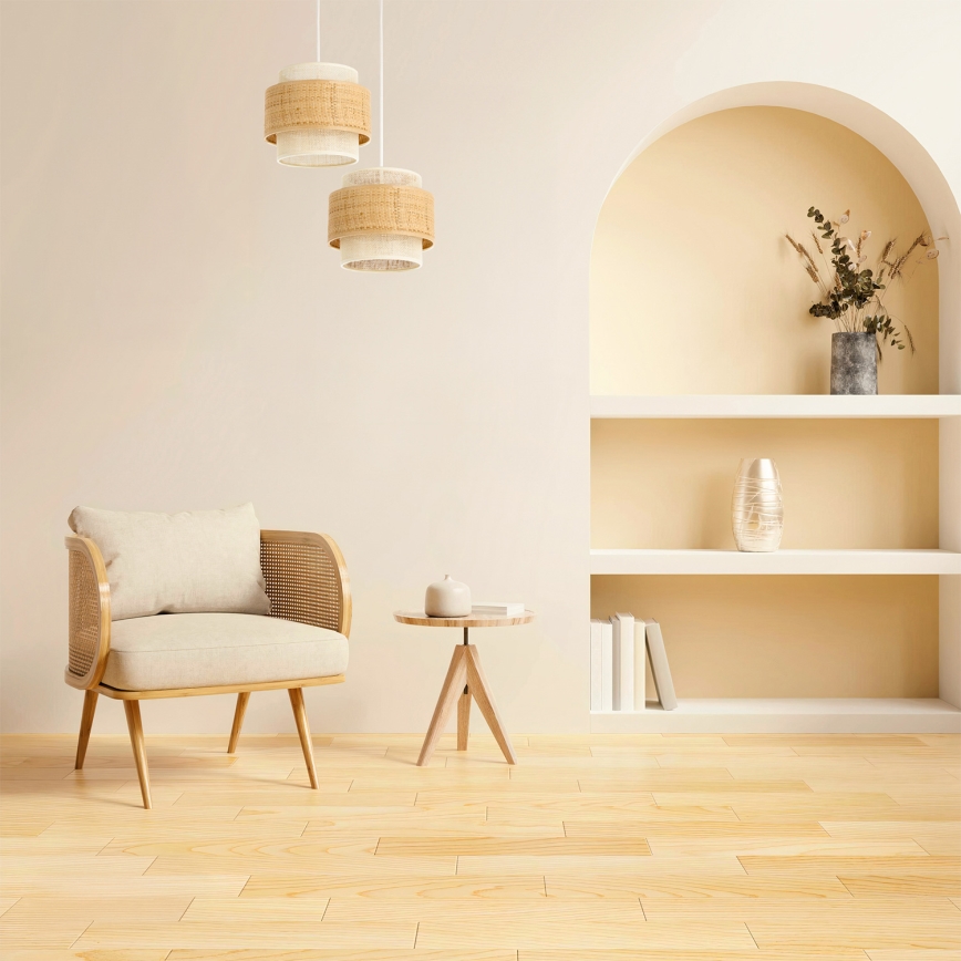 Candelabru cu cablu BOHO 2xE27/60W/230V iută/crem