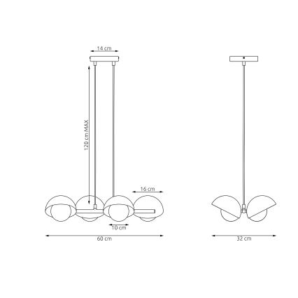 Candelabru cu cablu BOOM, 4x G9, 8W, 230V, alb