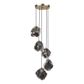 Candelabru cu cablu CRISTAL 5xE14/15W/230V alamă/negru fumuriu