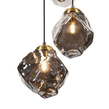 Candelabru cu cablu CRISTAL 5xE14/15W/230V alamă/negru fumuriu
