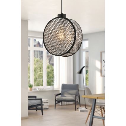 Candelabru cu cablu DRUM, 1 x E27, 60W, 230V, gri/negru