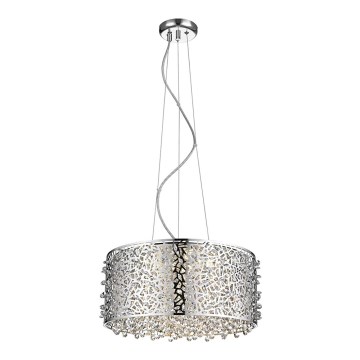 Candelabru cu cristale LED reglabil pe cablu FOREST 5xLED/5W/230V crom mat