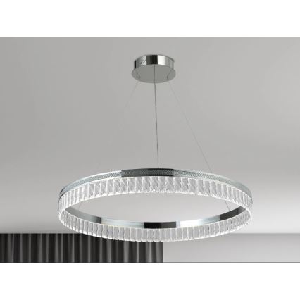 Lustră LED cu cristale THALIA, dimabilă, 55 W, 230 V, 3000–6000 K, Ø 80 cm, suspendată pe cablu + telecomandă