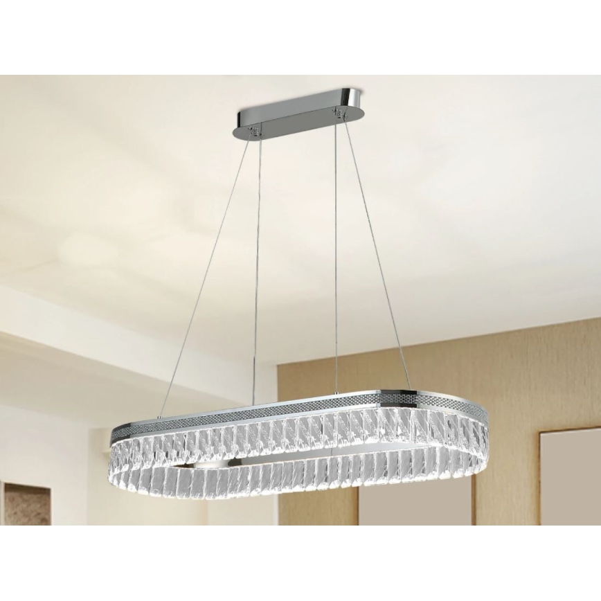 Lustru cu cristale LED reglabil pe cablu THALIA LED/50W/230V 3000-6000K + telecomandă