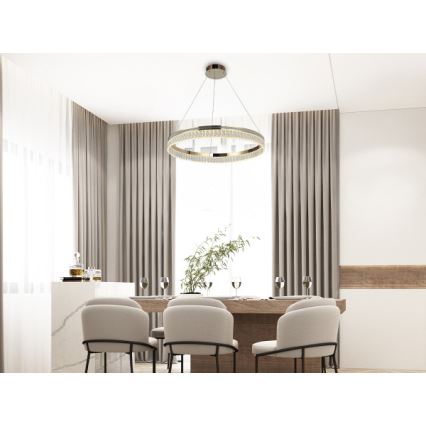 Candelabru cu cristale LED reglabil THALIA, 55 W, 230 V, 3000-6000 K, Ø 80 cm + telecomandă