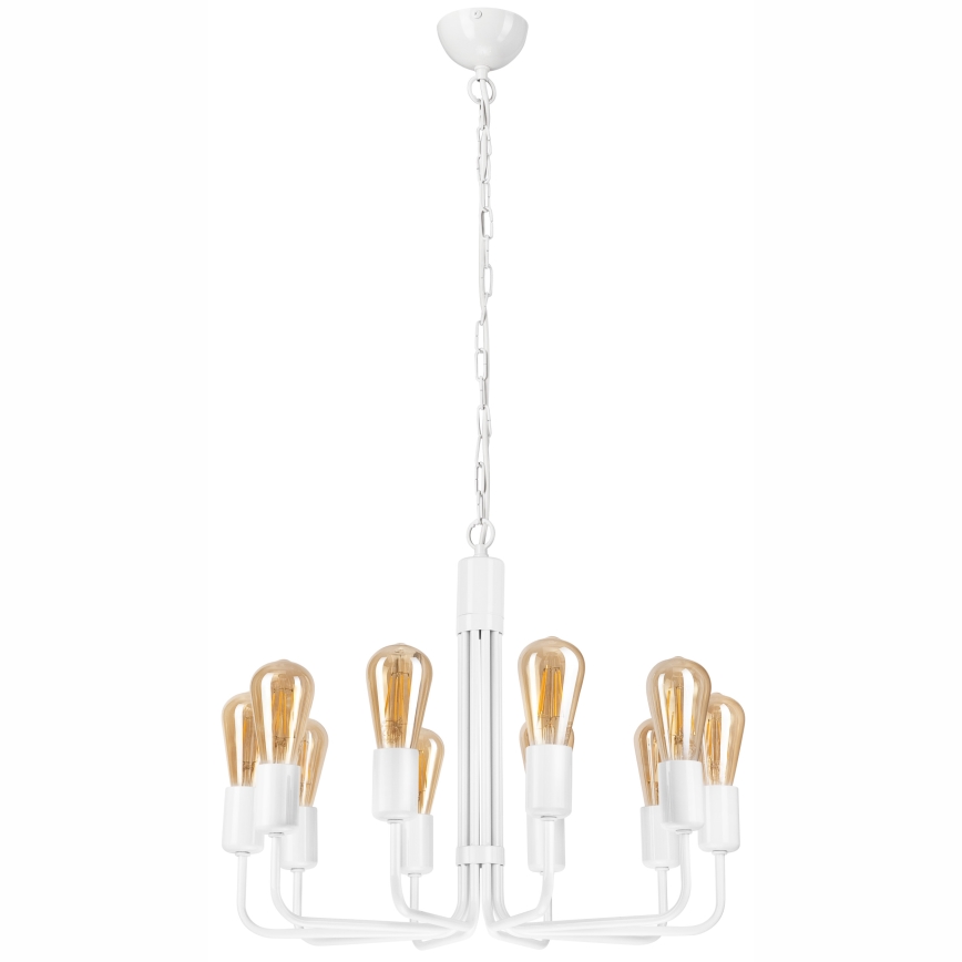 Candelabru cu lanț, 10 x E27, 60 W, 230 V, alb