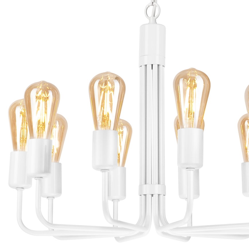 Candelabru cu lanț, 10 x E27, 60 W, 230 V, alb