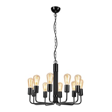 Candelabru cu lanț 10xE27/60W/230V, negru
