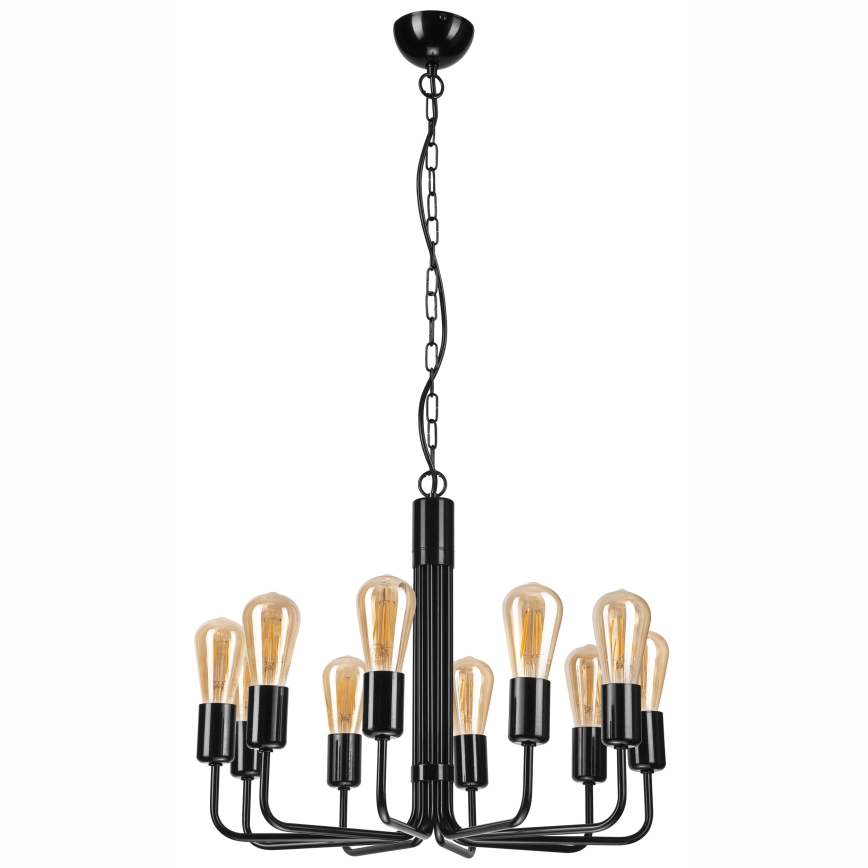 Candelabru cu lanț 10xE27/60W/230V, negru