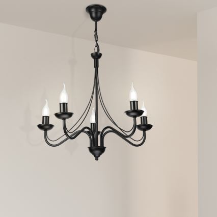 Candelabru cu lanț ANTON 5xE14/15W/230V negru