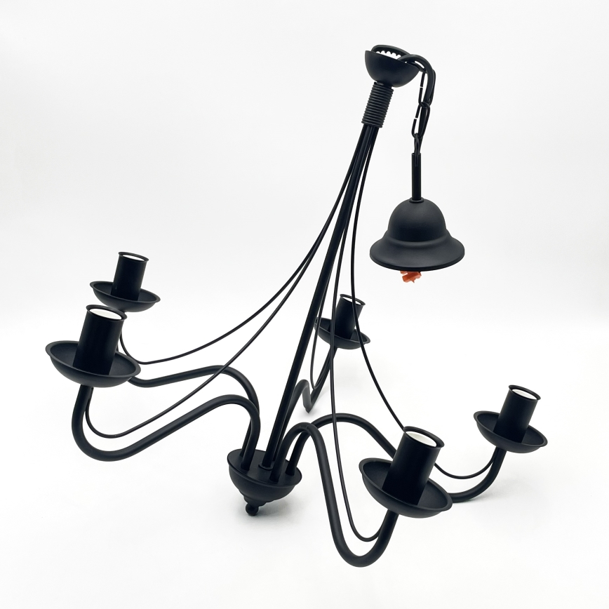 Candelabru cu lanț ANTON 5xE14/15W/230V negru