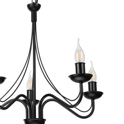 Candelabru cu lanț ANTON 5xE14/15W/230V negru