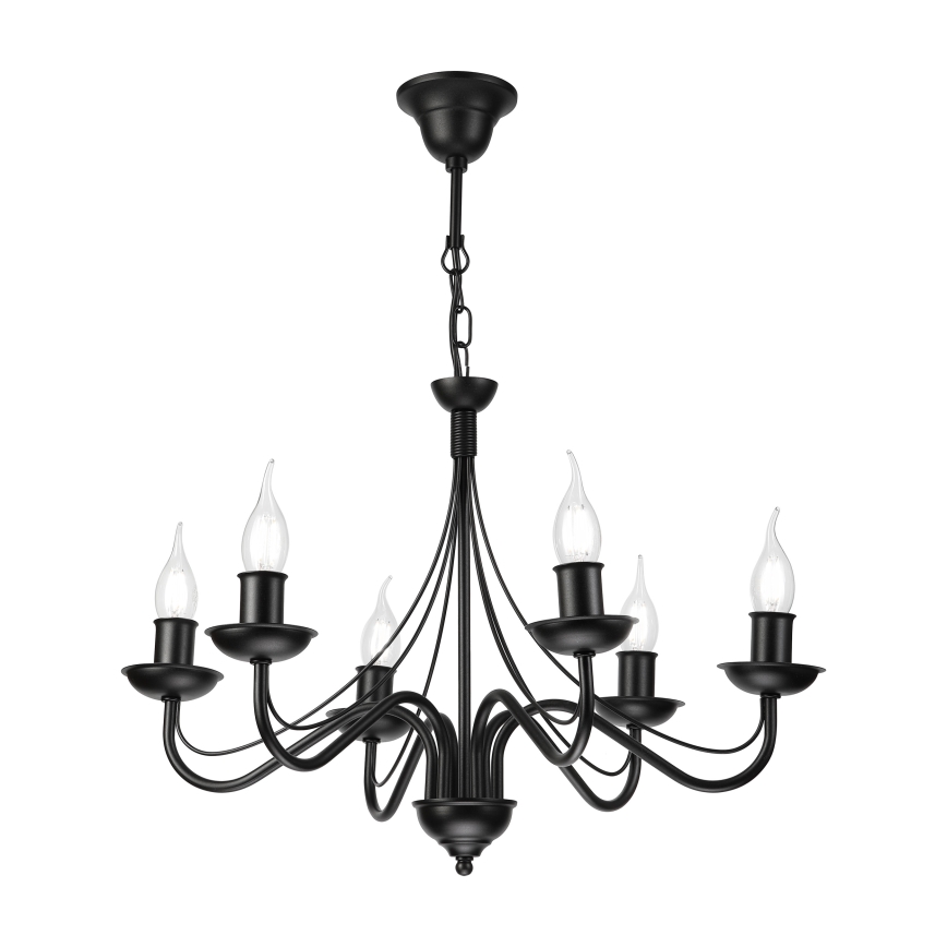 Candelabru cu lanț ANTON 6xE14/60W/230V, negru