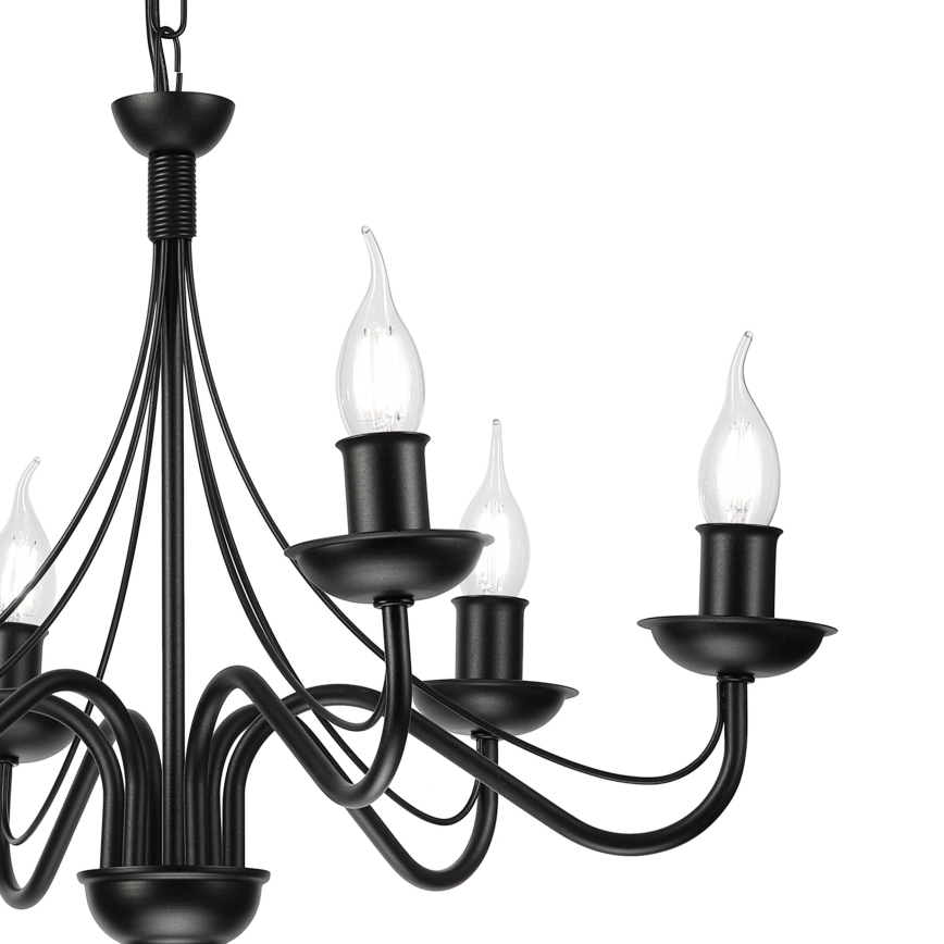 Candelabru cu lanț ANTON 6xE14/60W/230V, negru