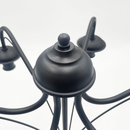 Candelabru cu lanț ANTON 6xE14/60W/230V, negru