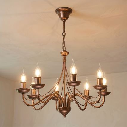 Candelabru cu lanț ANTON 8xE14/60W/230V bronz