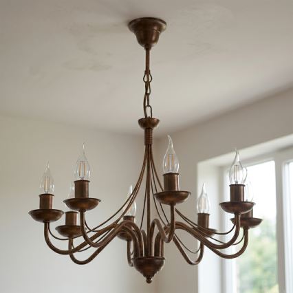 Candelabru cu lanț ANTON 8xE14/60W/230V bronz