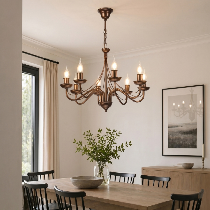 Candelabru cu lanț ANTON 8xE14/60W/230V bronz