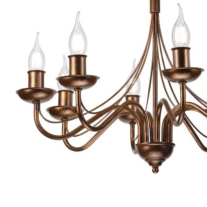 Candelabru cu lanț ANTON 8xE14/60W/230V bronz