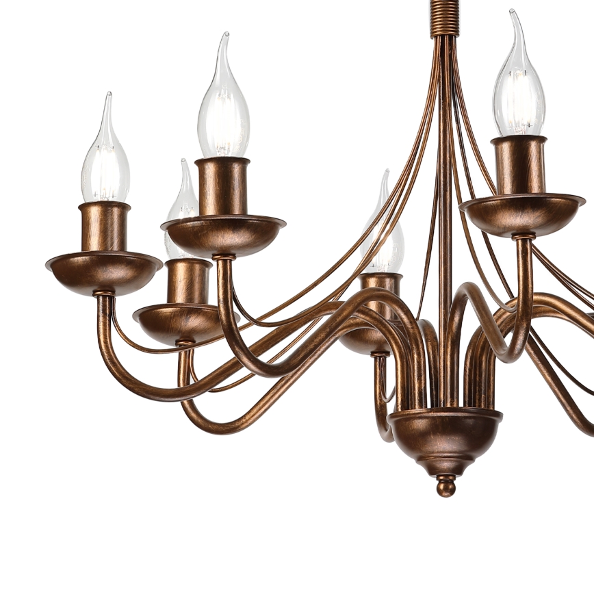 Candelabru cu lanț ANTON 8xE14/60W/230V bronz