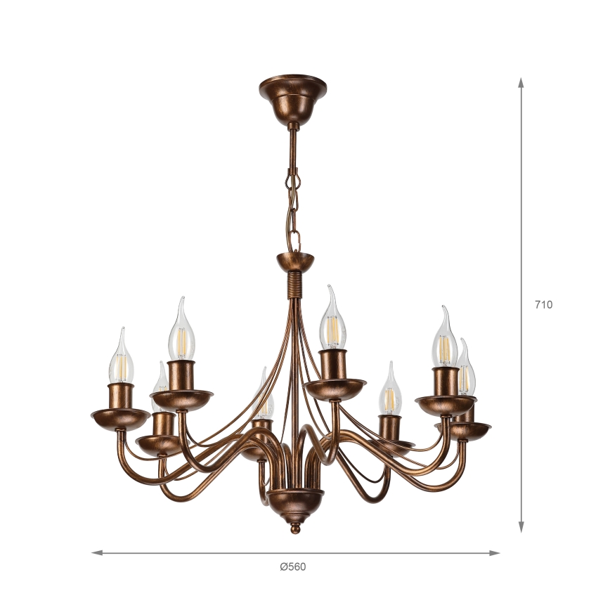 Candelabru cu lanț ANTON 8xE14/60W/230V bronz