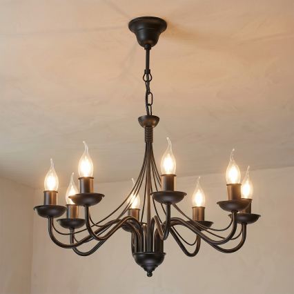 Candelabru cu lanț ANTON 8xE14/60W/230V negru