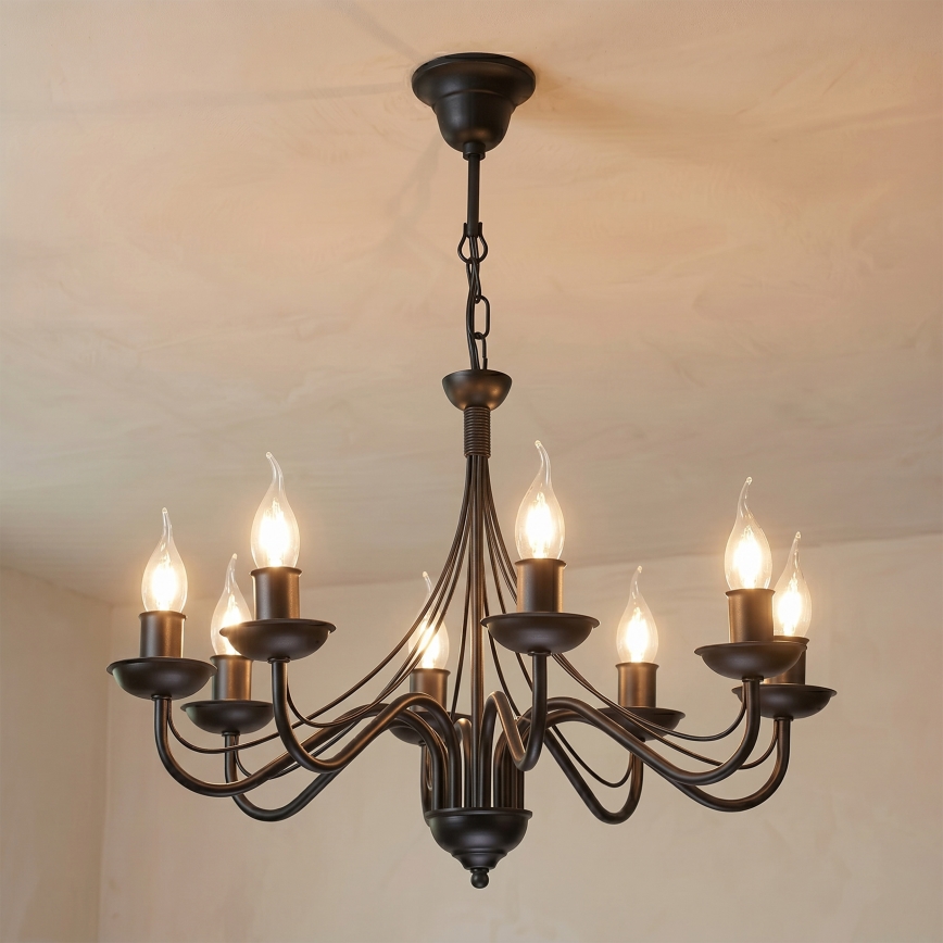 Candelabru cu lanț ANTON 8xE14/60W/230V negru