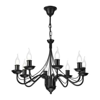 Candelabru cu lanț ANTON 8xE14/60W/230V negru