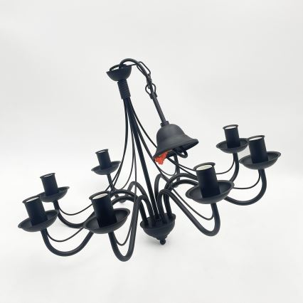 Candelabru cu lanț ANTON 8xE14/60W/230V negru