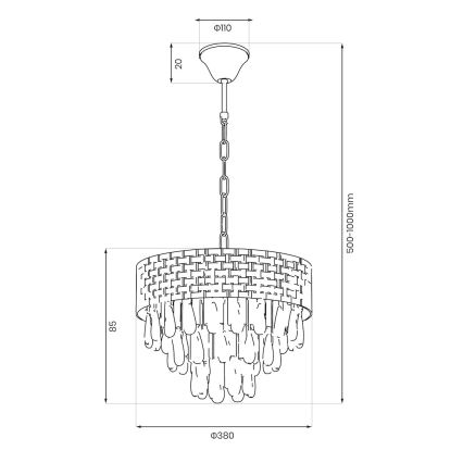 Candelabru cu lanț CHARLIZE 4xE14/10W/230V auriu