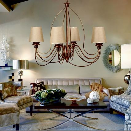 Candelabru cu lanț CLASSIC 4xE14/40W/230V bronz/bej