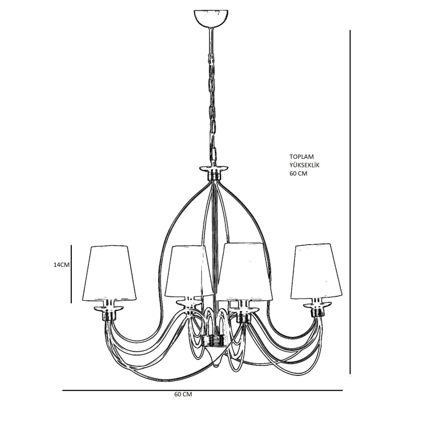 Candelabru cu lanț CLASSIC 4xE14/40W/230V bronz/bej