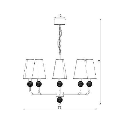 Candelabru cu lanț GRENADA 6xE14/15W/230V gri