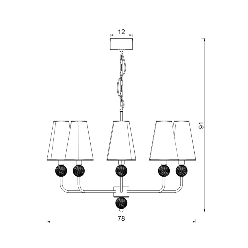 Candelabru cu lanț GRENADA 6xE14/15W/230V gri