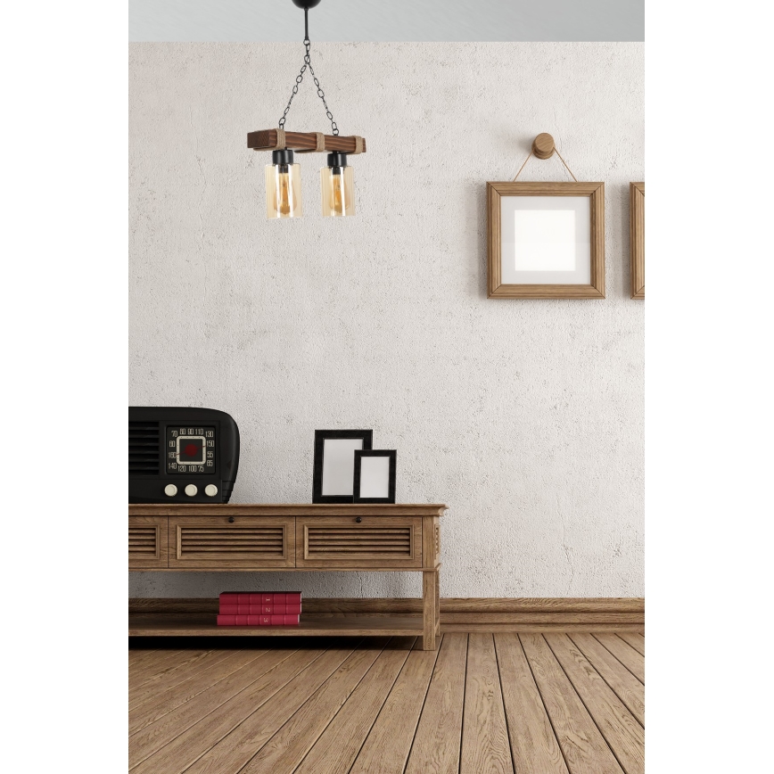 Candelabru cu lanț JASMIN 2xE27/40W/230V maro/bej