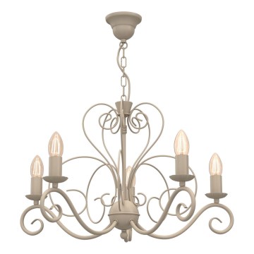 Candelabru cu lanț MAURO, 5xE14/15W/230V, bej