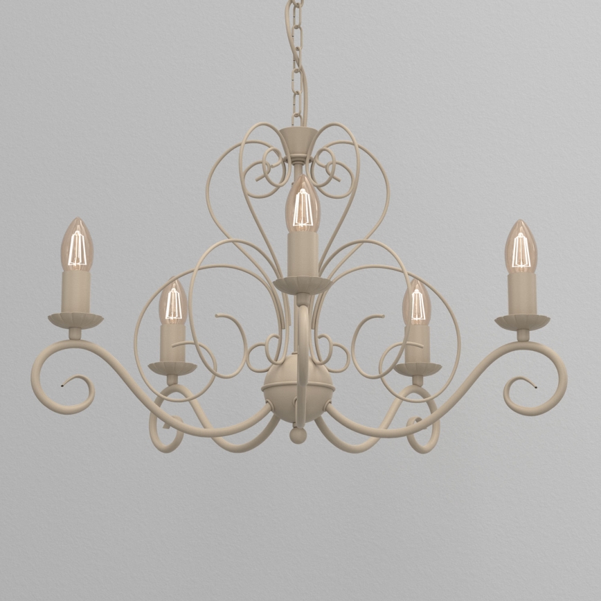 Candelabru cu lanț MAURO, 5xE14/15W/230V, bej