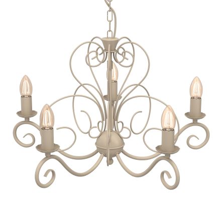Candelabru cu lanț MAURO, 5xE14/15W/230V, bej