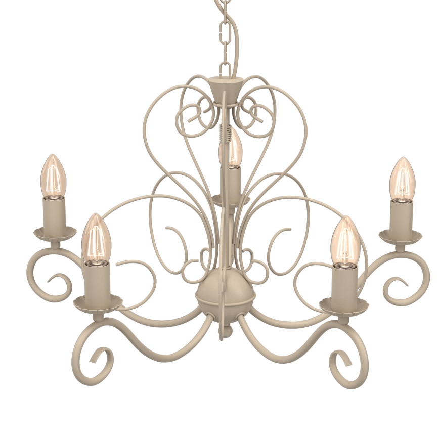 Candelabru cu lanț MAURO, 5xE14/15W/230V, bej