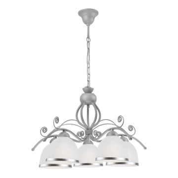 Candelabru cu lanț RETRO II, 5xE27/60W/230V, argintiu
