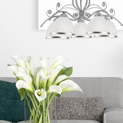 Candelabru cu lanț RETRO II, 5xE27/60W/230V, argintiu